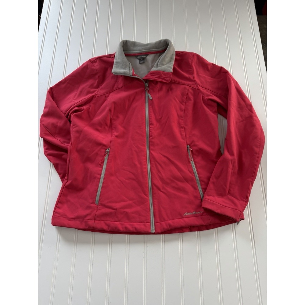 Eddie Bauer Women's Fleece Lined Jacket Large Pink‎ Zip Pockets